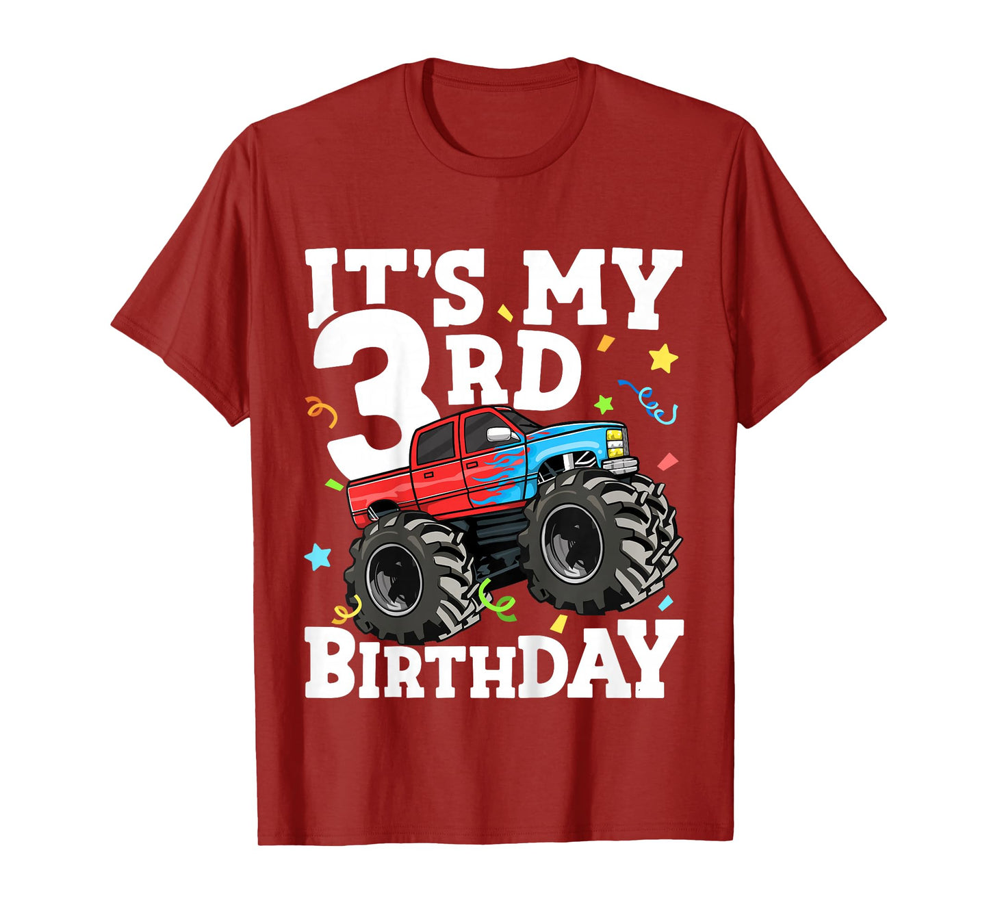 Kids Monster Truck It's My 3rd Birthday Boy 3 Three Toddler T-Shirt