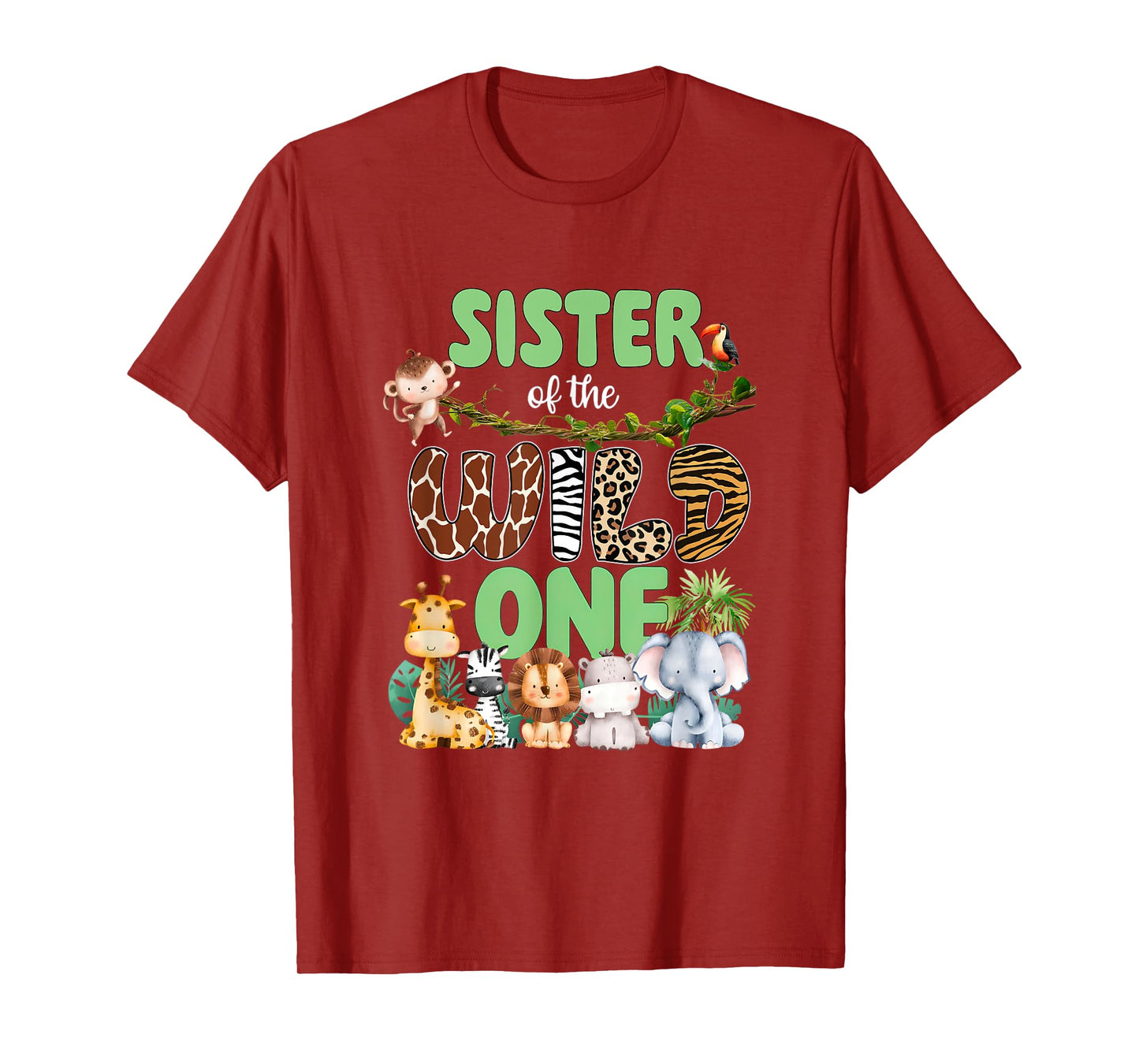 Sister of The Wild One 1st Birthday Boy Kids Safari Jungle T-Shirt