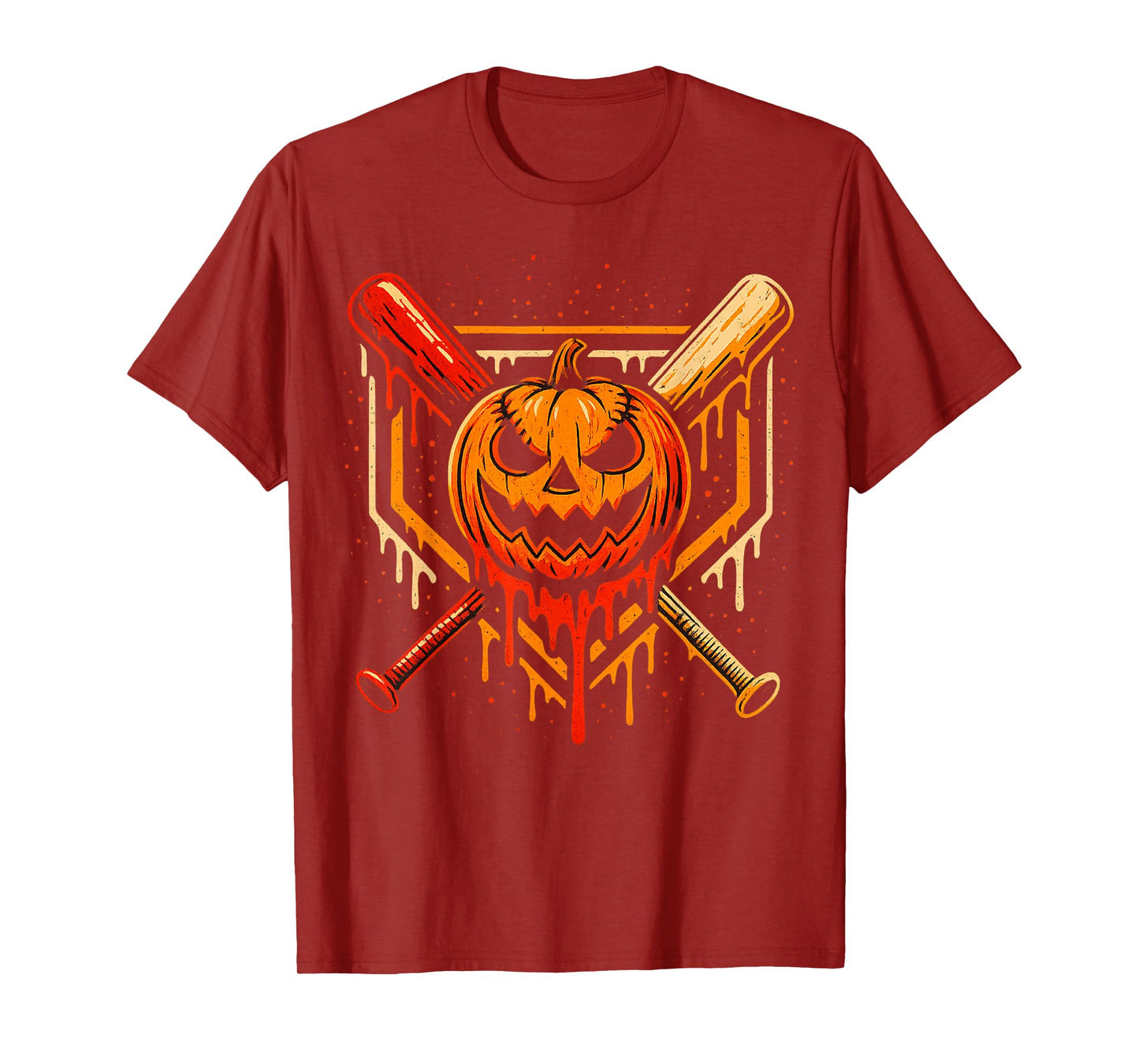 Pumpkin Halloween Baseball Ice Cream Drip Spooky Boys Youth T-Shirt