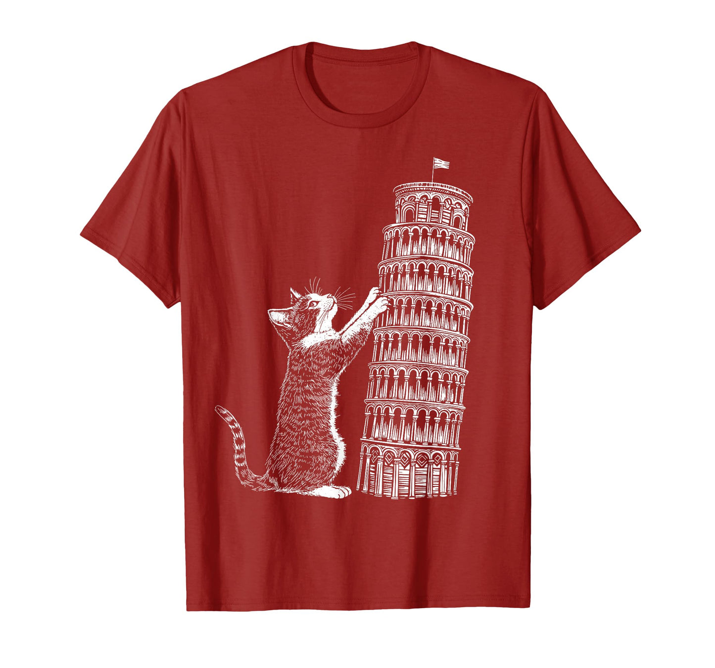 Cat Scratching the Leaning Tower of Pisa – Italy Funny Cat T-Shirt
