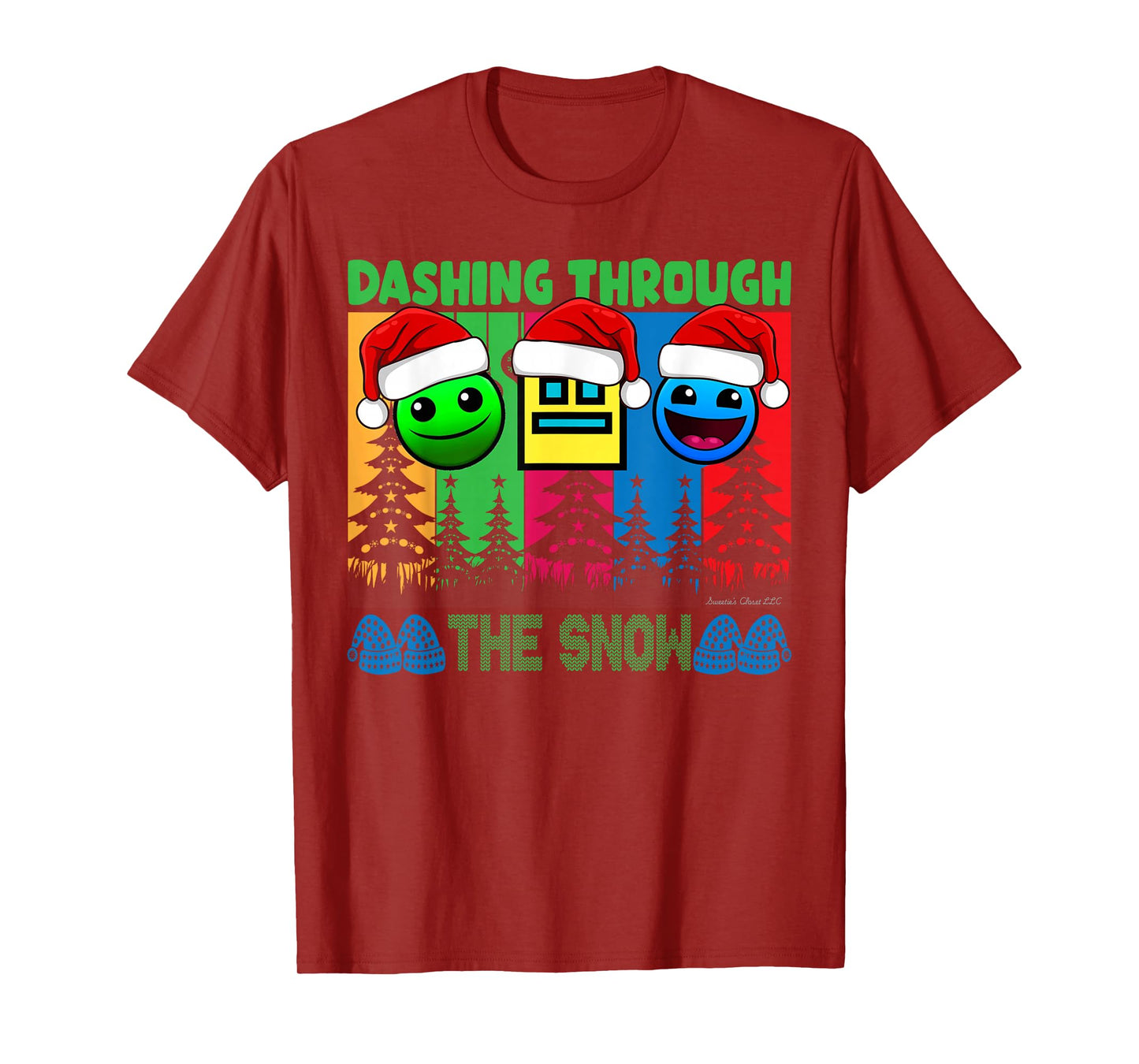 Geometry Dashing Through The Snow Sleep Dash Game Christmas T-Shirt