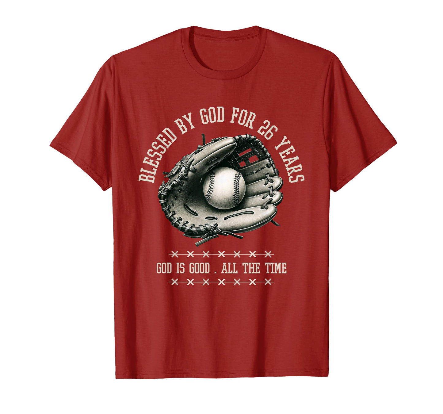 Blessed by God for 26 Years Old Baseball 26th Birthday Gifts T-Shirt