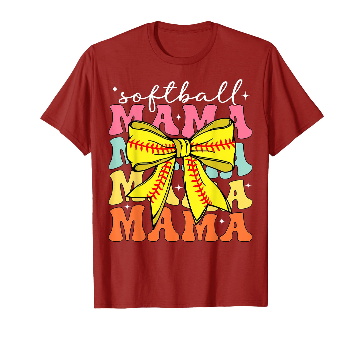 Softball Mama Coquette Bow Softball Mom Mothers Day Game day T-Shirt