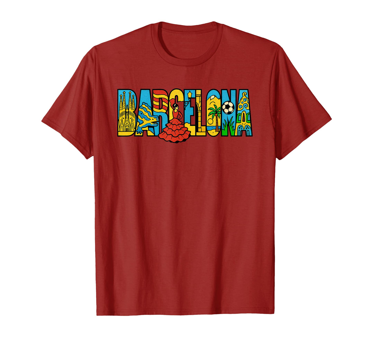 Barcelona Spain Souvenir City Icons Graphic T-Shirt