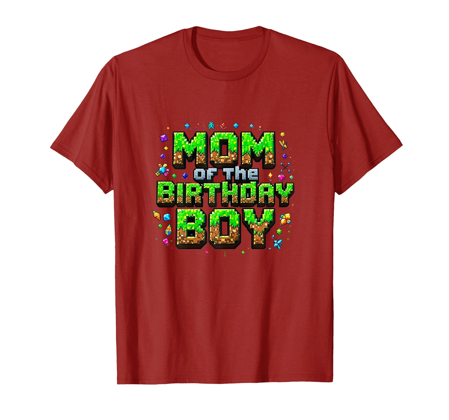 Mom Of The Birthday Boy Game Pixel Number Birthday Party T-Shirt