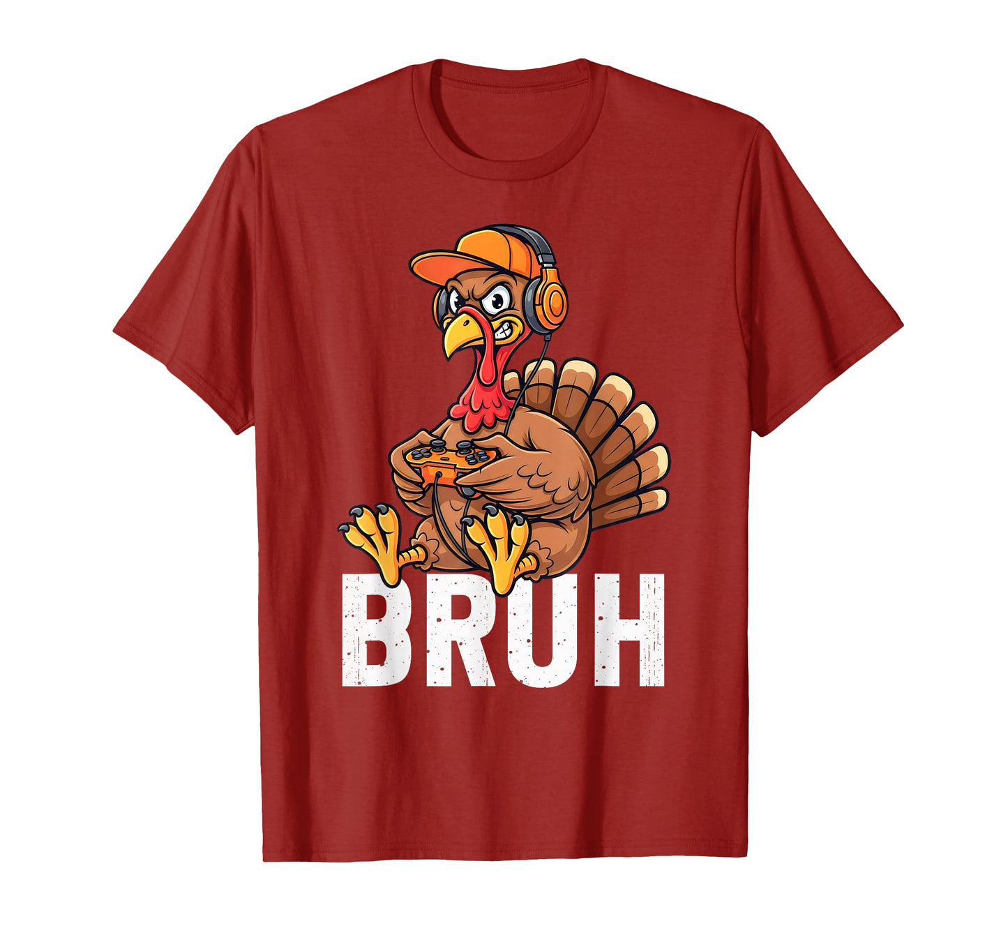 Bruh Turkey Gamer Funny Thanksgiving Video Gaming Boys Kids T-Shirt