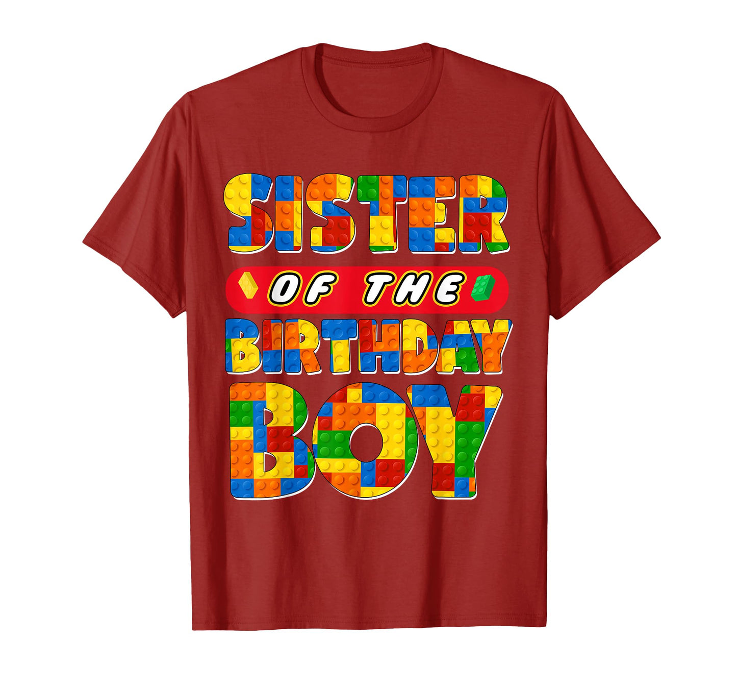 Sister Birthday Boy Building Bricks Family Party Decoration T-Shirt