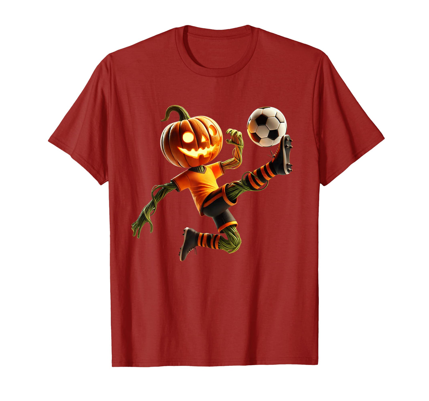 Pumpkin Face Soccer Halloween Costume Men Boys Kids Cute T-Shirt