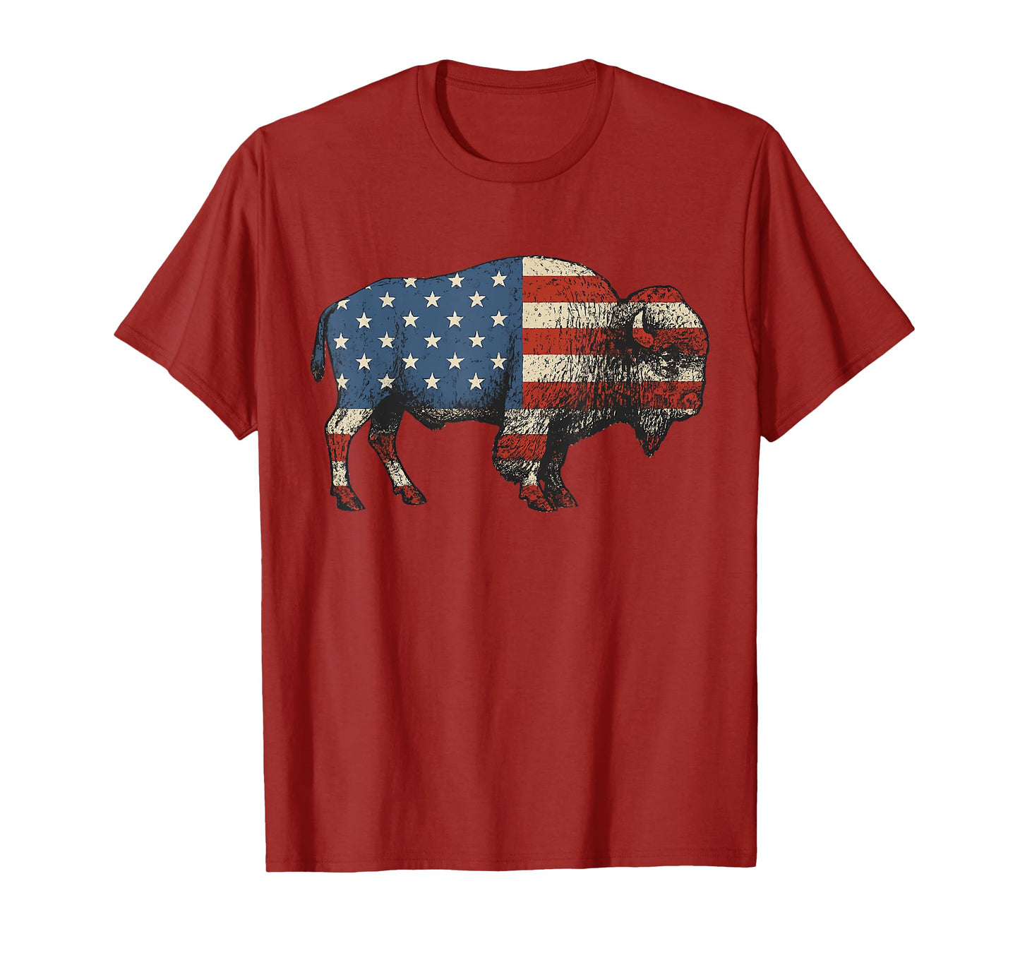 Bison USA American Flag Patriotic United States T-Shirt