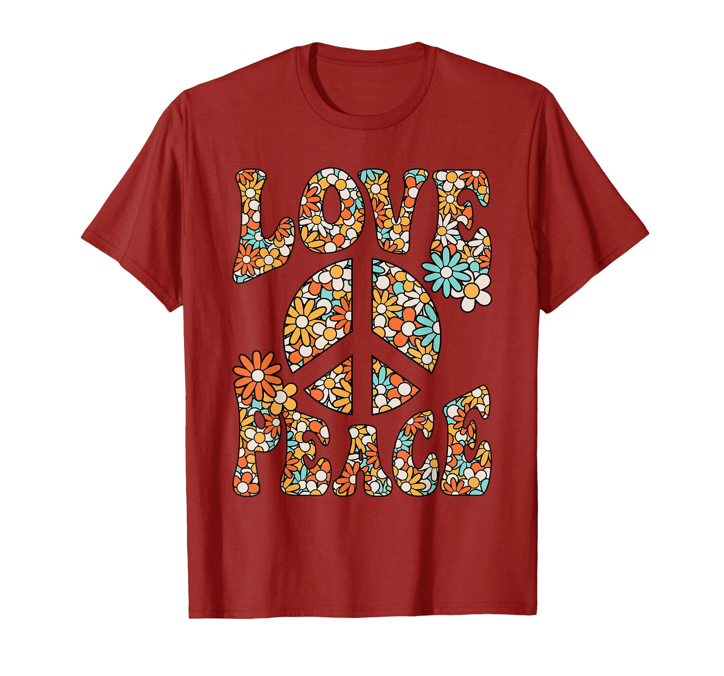 Love Peace Sign Hippie Flower Groovy 60s 70s Party Outfit T-Shirt