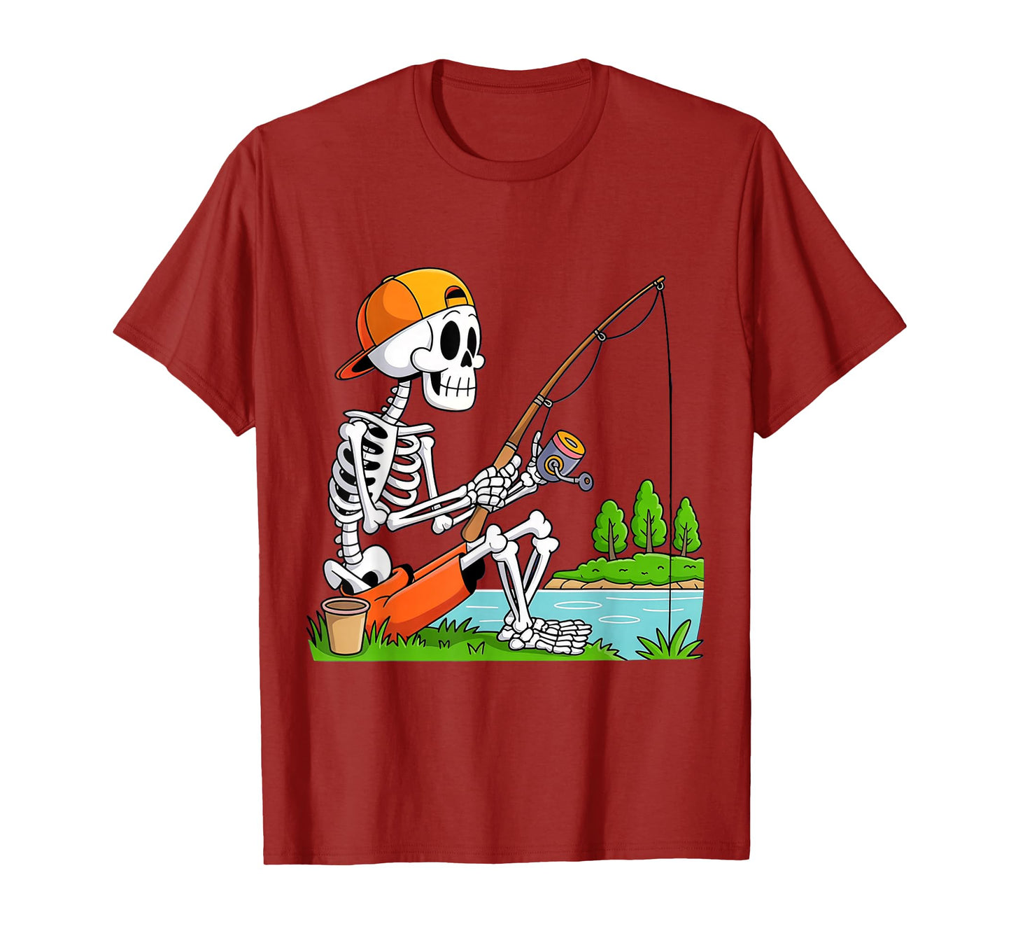 Skeleton Fishing Halloween Costume T-Shirt