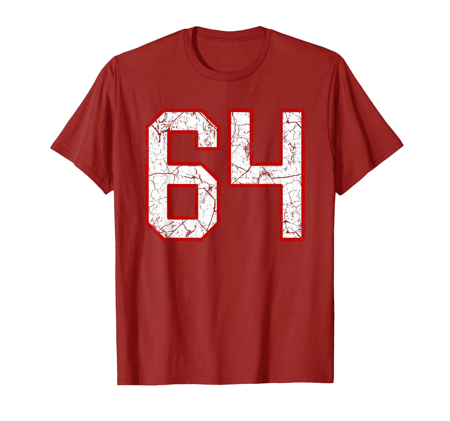 White and Red Sports Number 64 Jersey Uniform Player T-Shirt