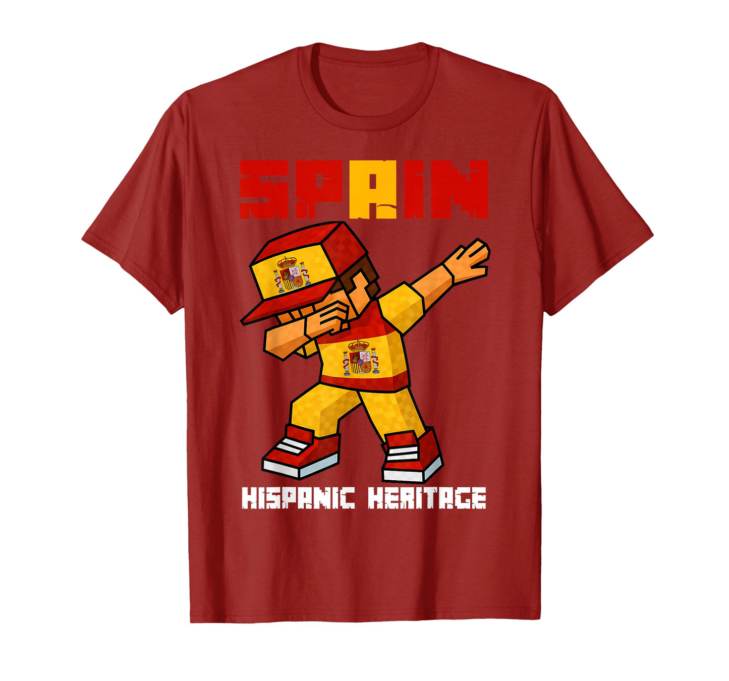 Spain Root Dab Boy Game Pixel Hispanic Heritage Spaniard Kid T-Shirt