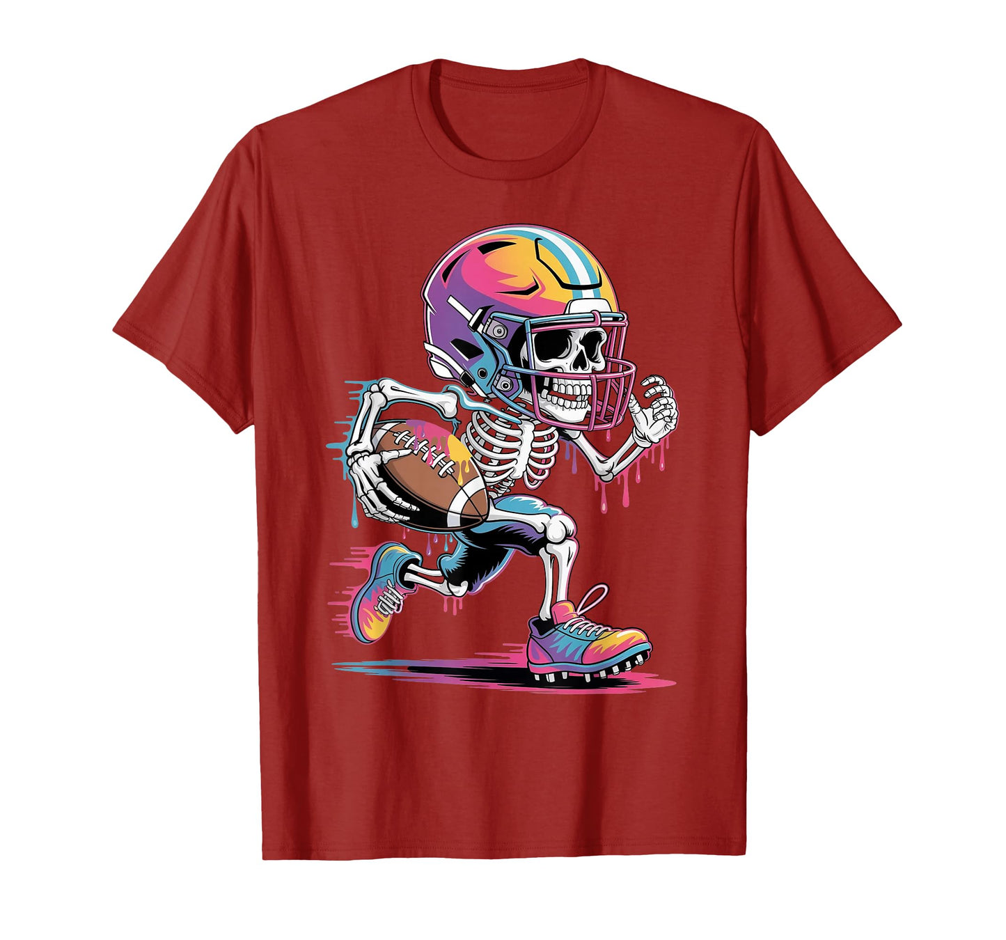 Halloween Skeleton Football Drip Dripping Boys Youth Kids T-Shirt