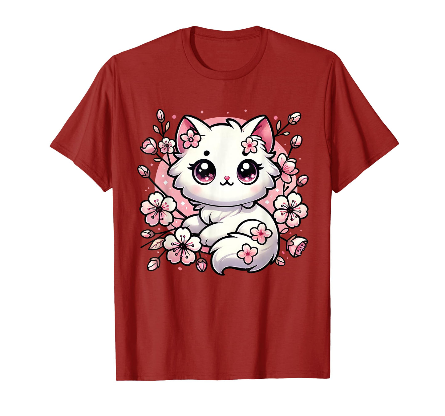 Cute Kawaii Cat Cherry Blossoms Kitten Lover Gift Women Girl T-Shirt