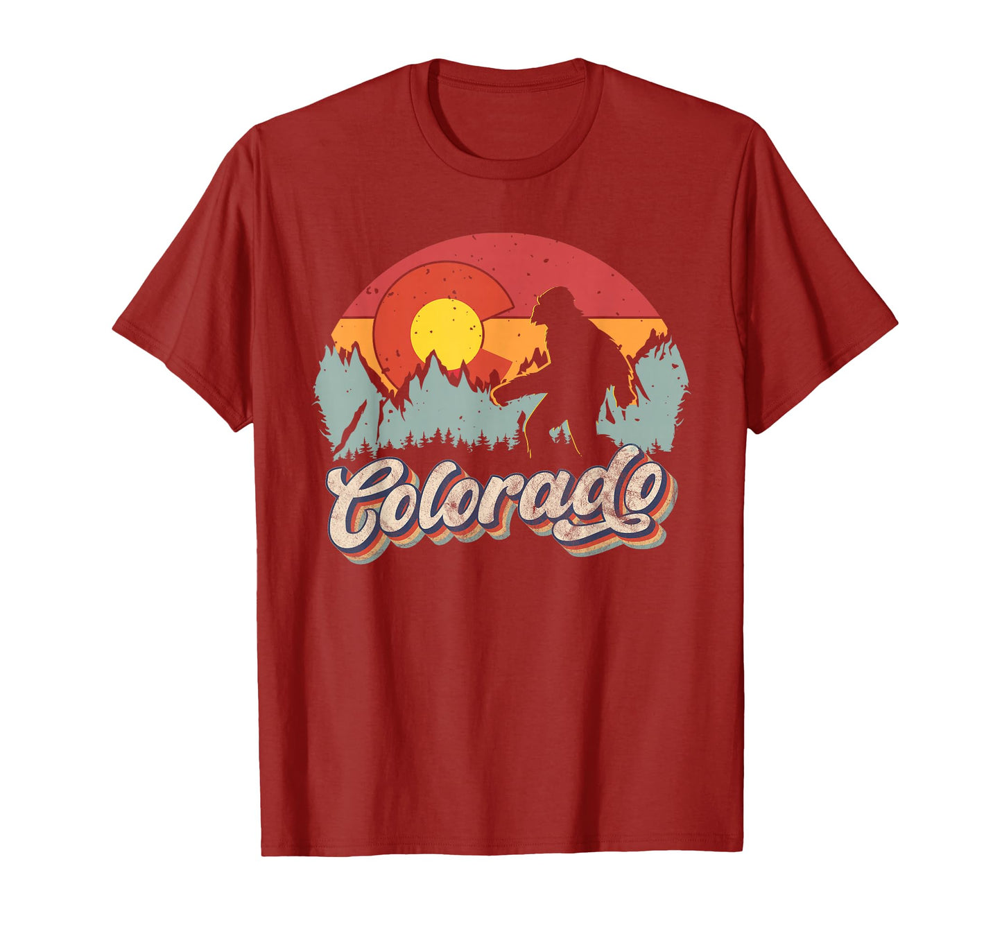 Colorado Mountain Hiking Bigfoot Camping Retro 80s Sasquatch T-Shirt