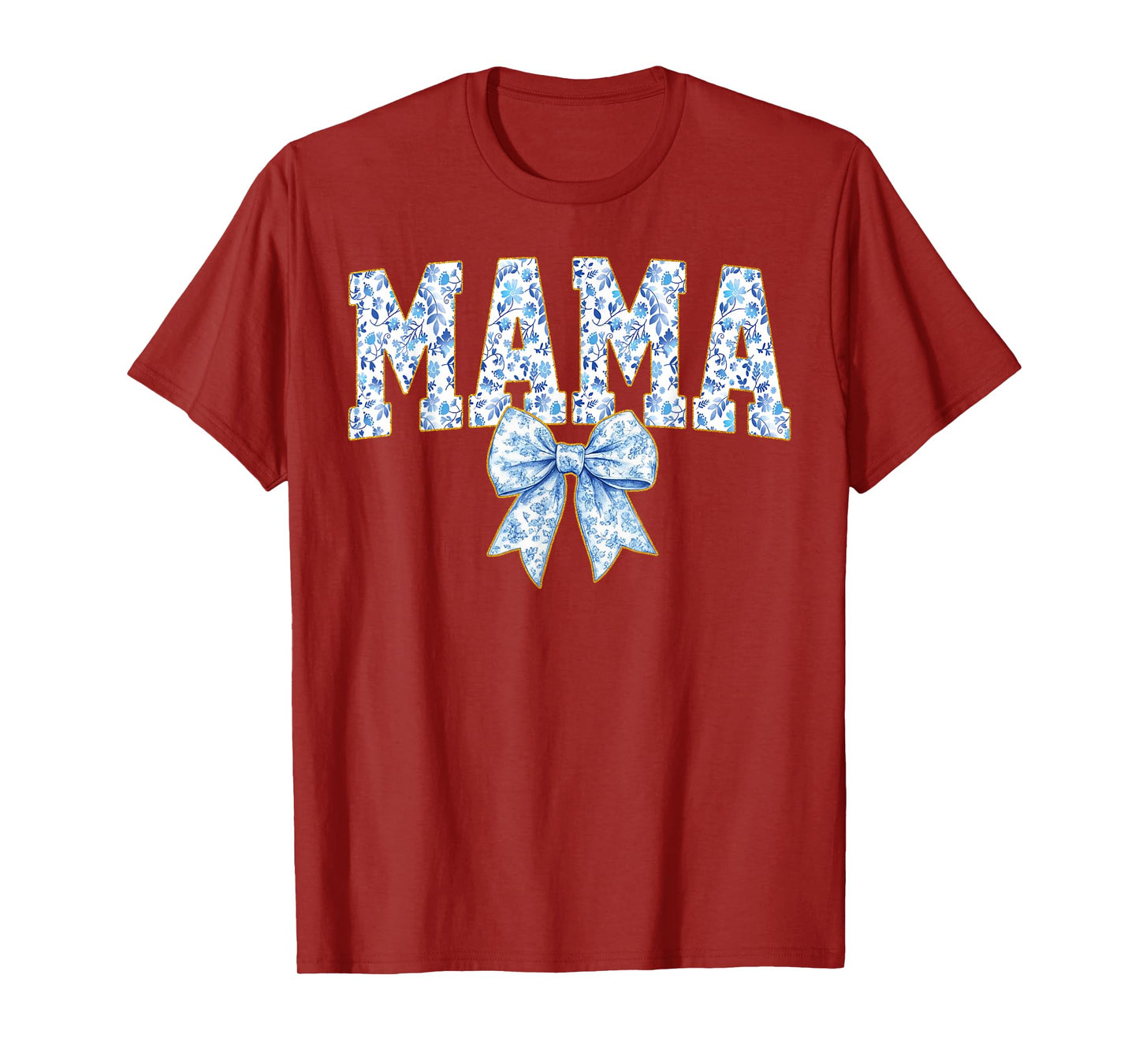 Mama Coquette Bow Groovy Blue Floral Mother's Day Mom Life T-Shirt