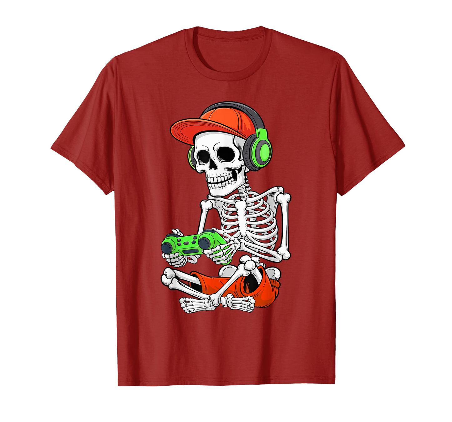 Cool Skeleton Gamer Video Gaming Halloween Men Teen Boy T-Shirt