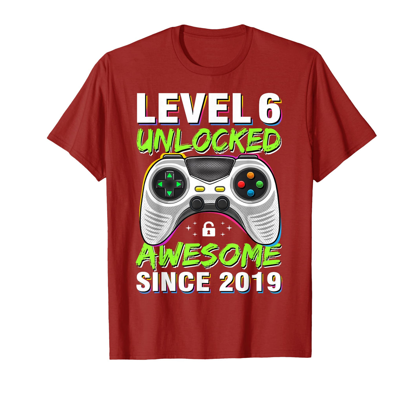 Level 6 Unlocked Awesome Since 2019 6th Birthday Gaming Boys T-Shirt