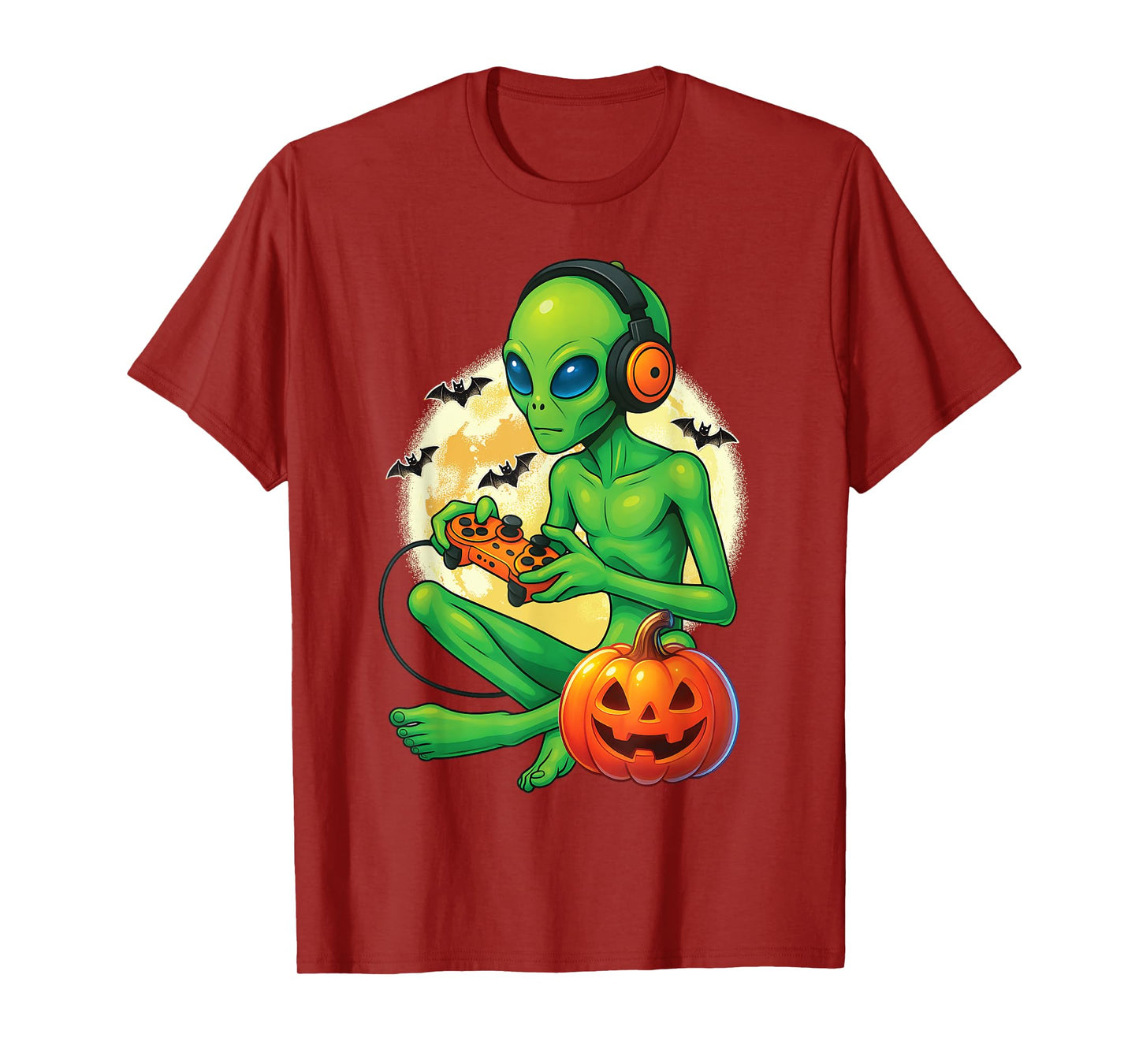 Cute Alien Gamer Funny Video Gaming Halloween Boys Men Kids T-Shirt