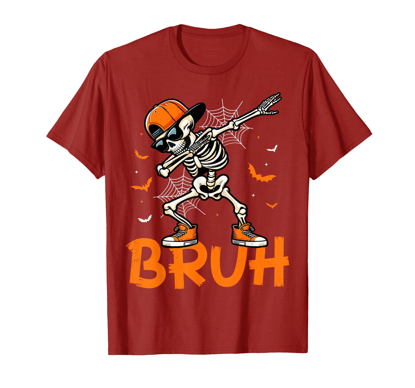 Funny Dabbing Skeleton Halloween Bruh Spooky Skeleton Boys T-Shirt