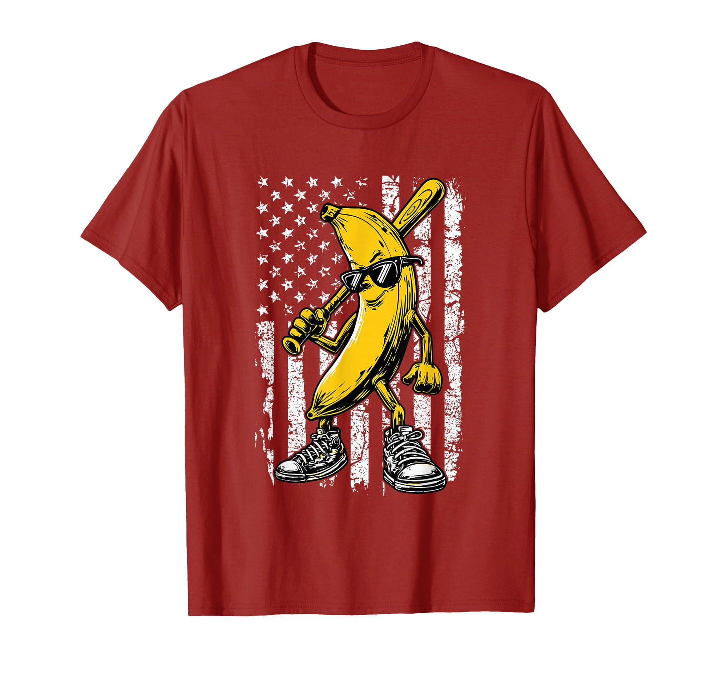 Banana Graphic Retro American Flag Banana Lover Boys Kids T-Shirt