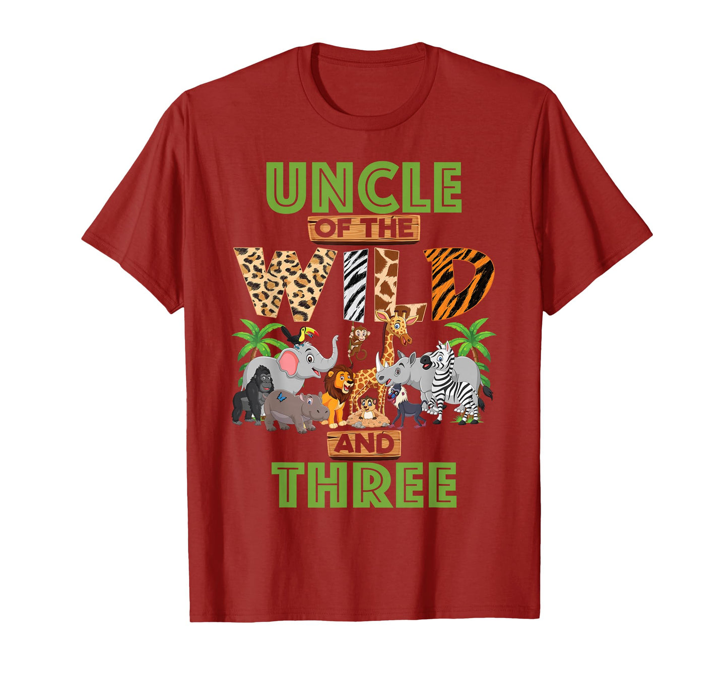 3rd Birthday Zoo Safari Jungle Uncle Of The Wild and Three T-Shirt