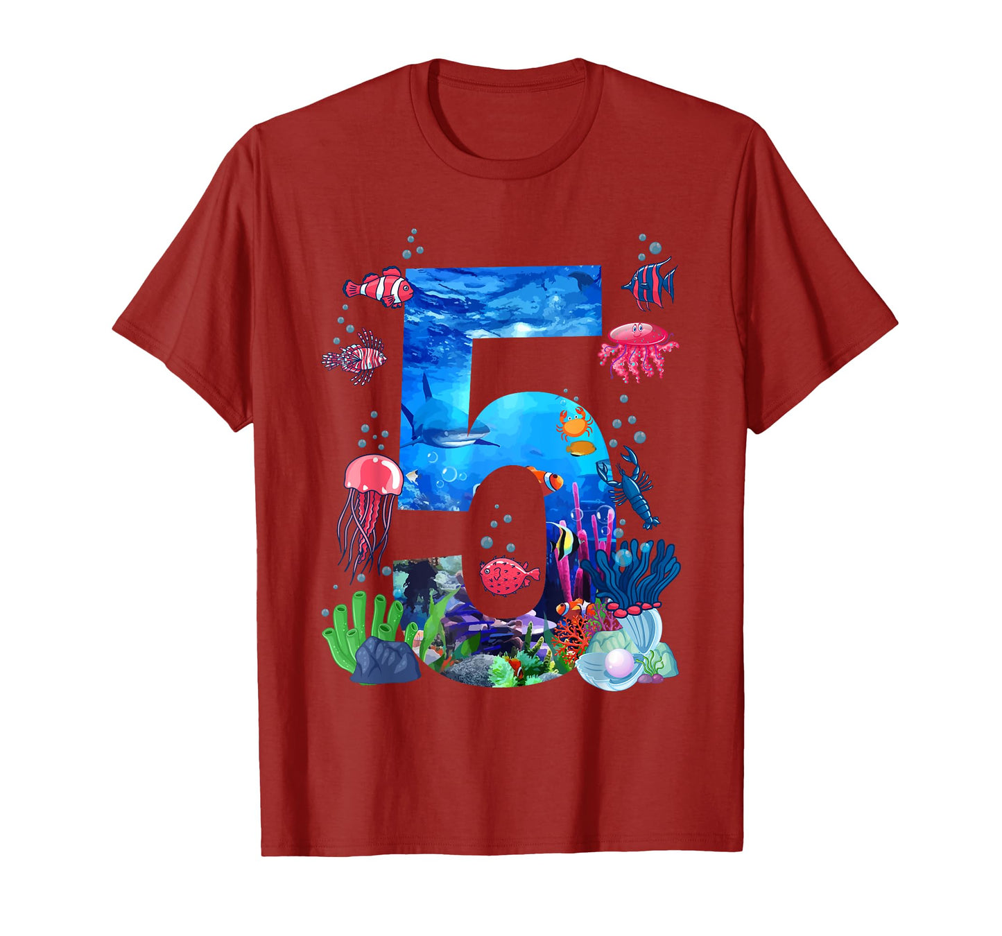5th Birthday Party Ocean 5 Year Old Sea Fish Aquarium Boy T-Shirt
