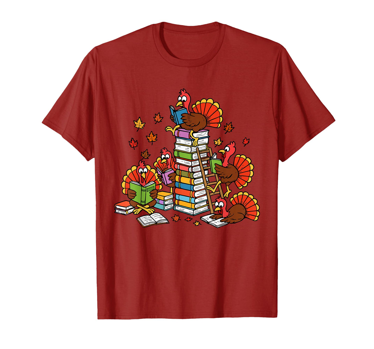 Turkey Reading Books Fall Thanksgiving Teacher Librarian T-Shirt