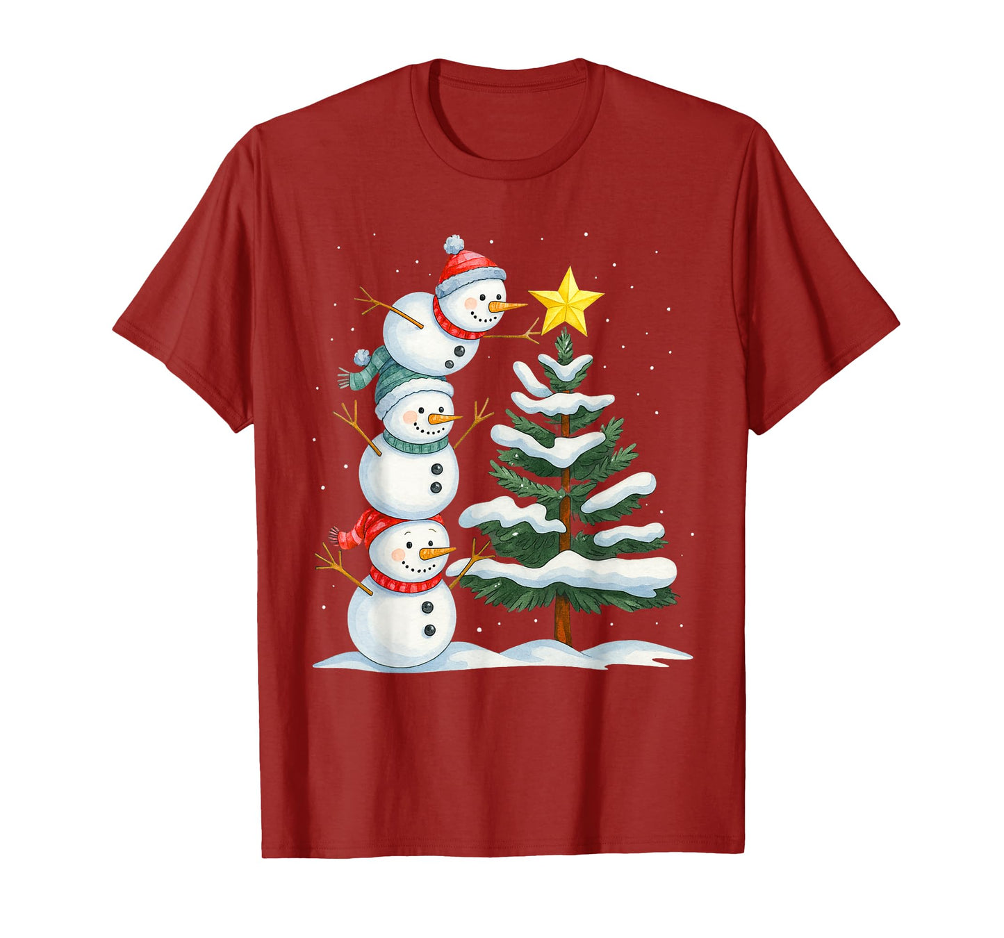 Funny Christmas Snowman Topper Tree Holiday Family Men Women T-Shirt