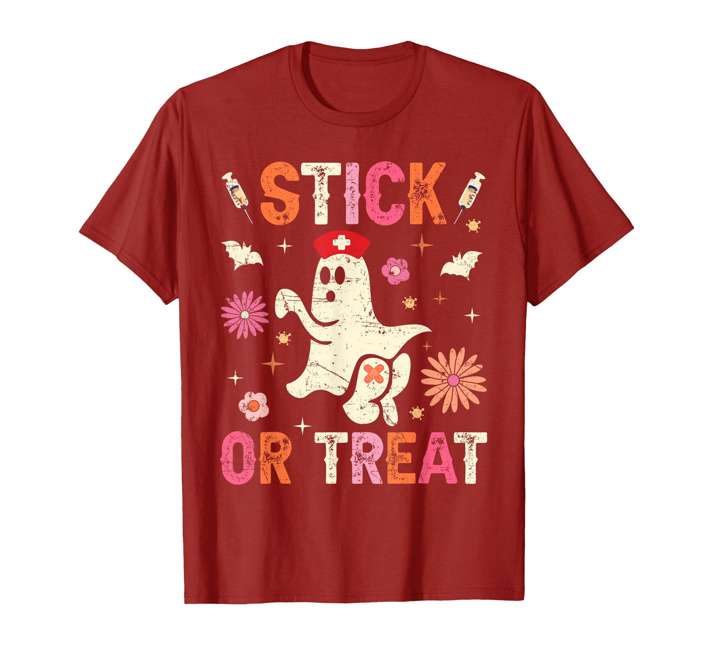 Stick Or Treat Halloween Ghost Nurse Halloween Phlebotomy T-Shirt