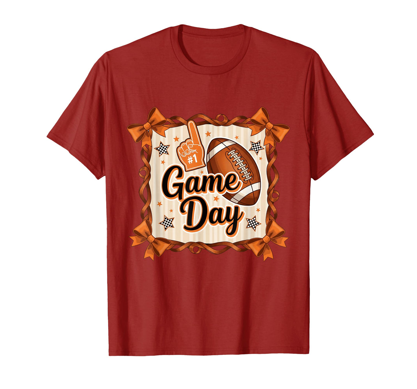 Game Day Football Season Football Bow Girls Women T-Shirt