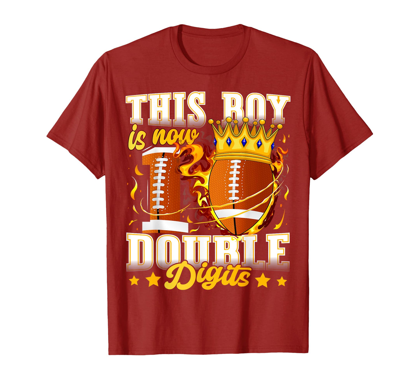 This Boy Now 10 Double Digits Football 10 Years Old Birthday T-Shirt