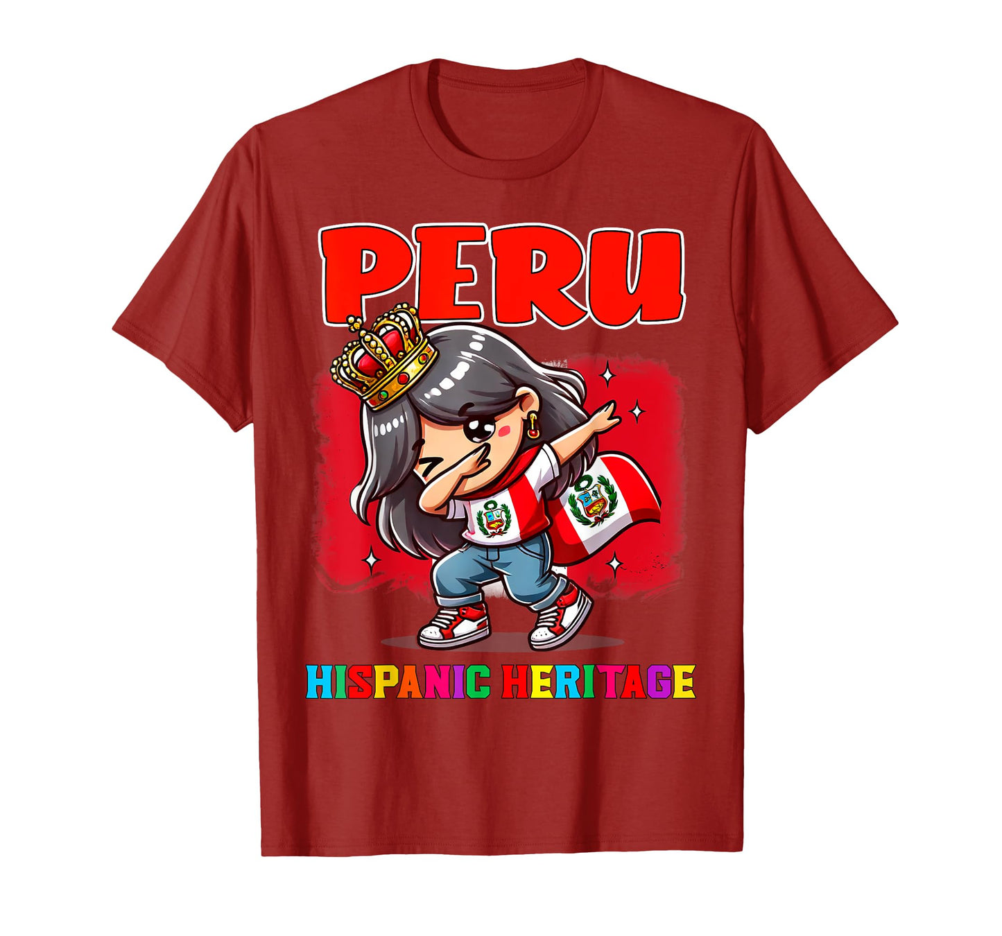 Peru Dabbing Girl Hispanic Heritage Celebration for Kids T-Shirt