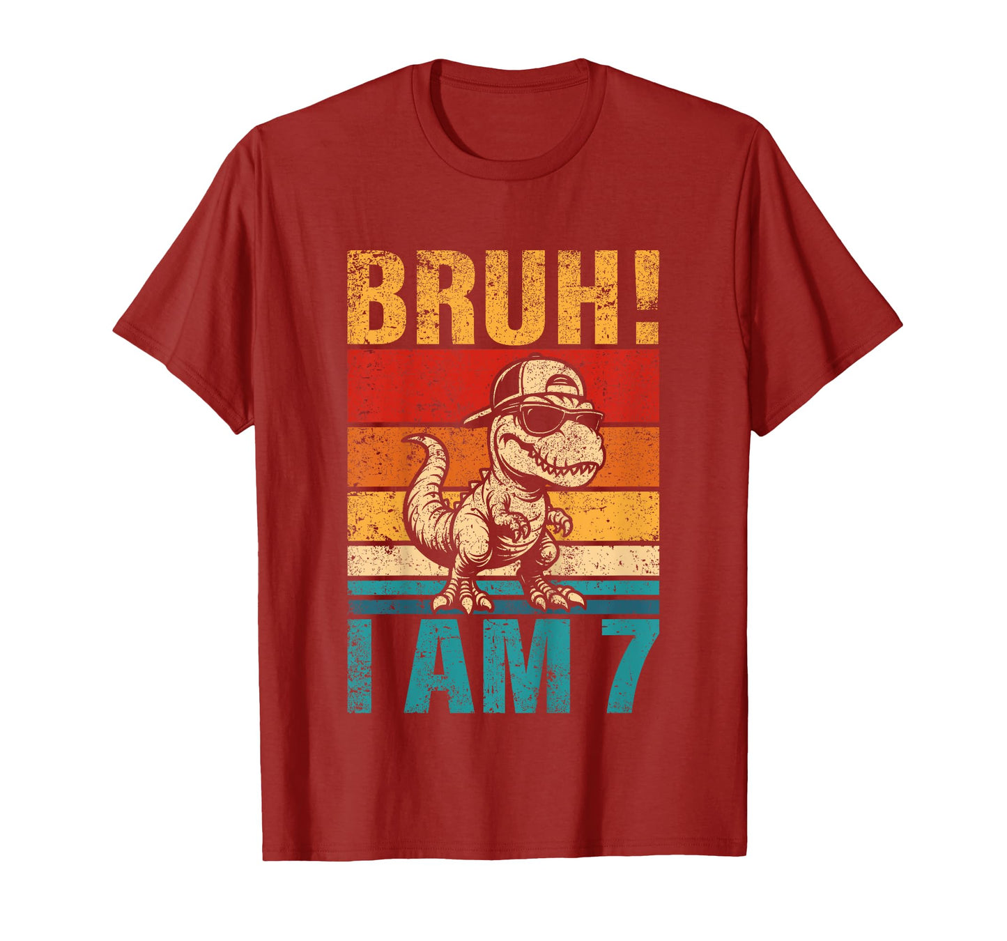Kids 7 Year Old Birthday Boy Dinosaur Bruh It's My 7th Birthday T-Shirt