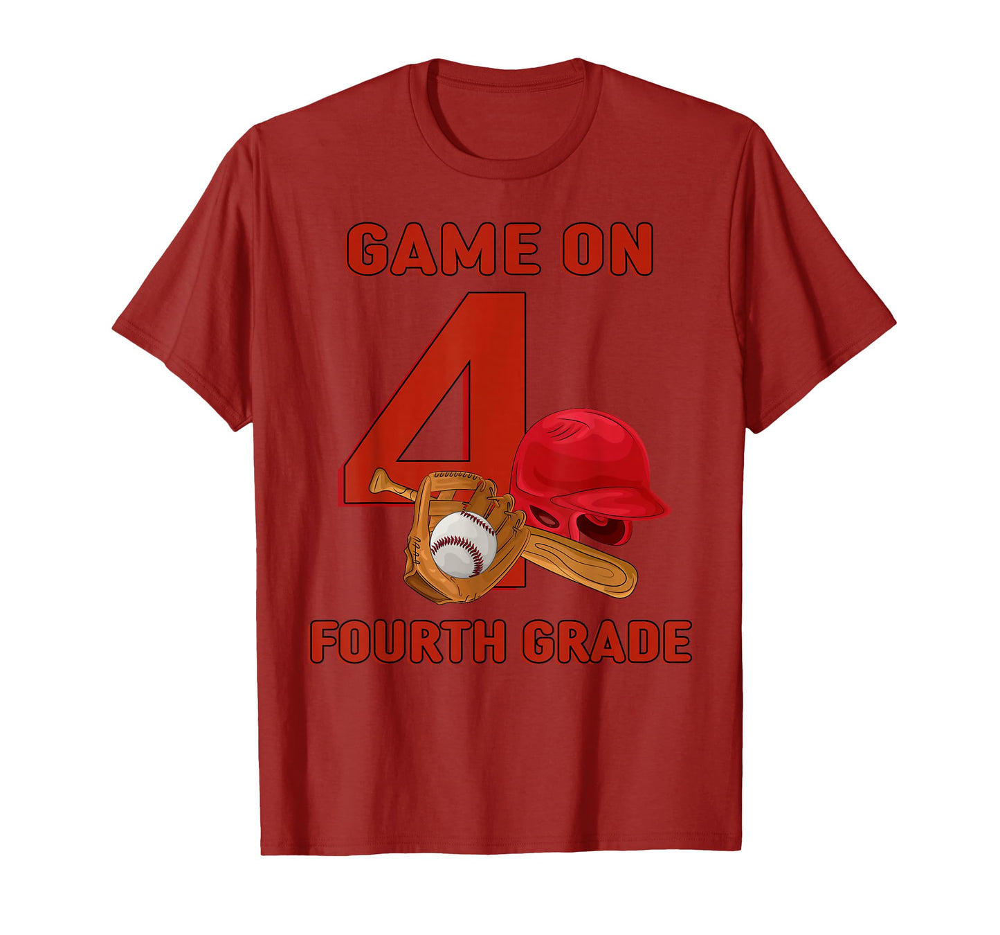 Game On 4th Grade Baseball Kids Boys Back To School Baseball T-Shirt