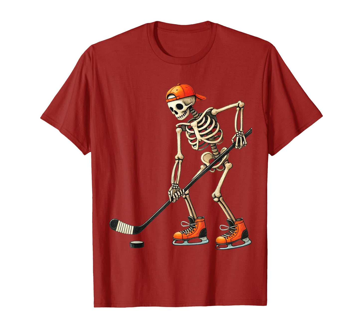 Skeleton Ice Hockey Halloween Costume Men Boys Kids Tee T-Shirt