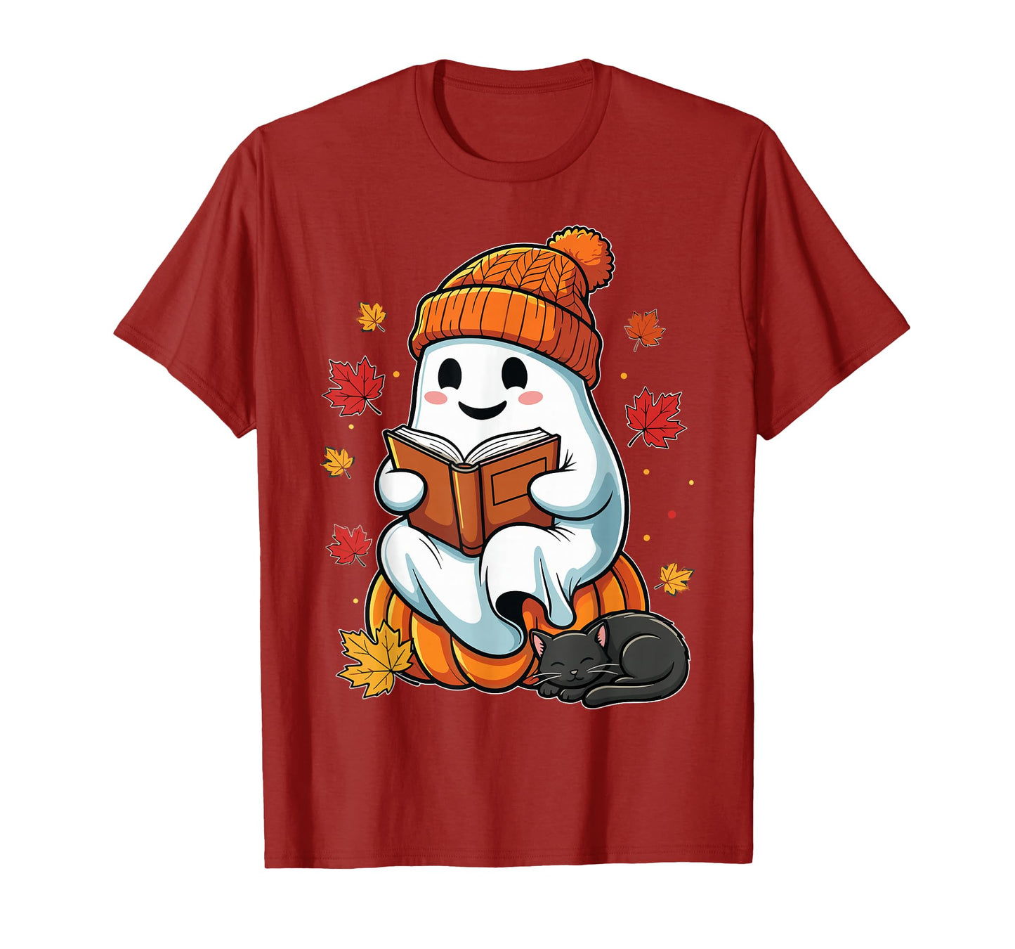 Halloween Ghost Reading Book Autumn T-Shirt