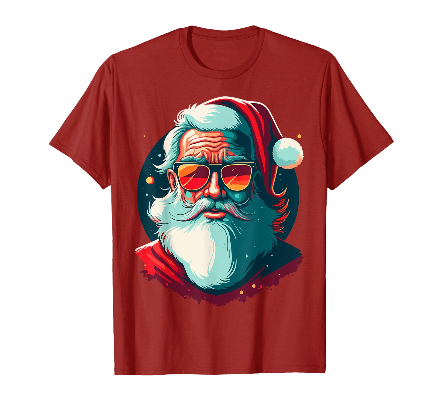 Santa Face Retro Sunglasses Christmas Xmas Men Women T-Shirt