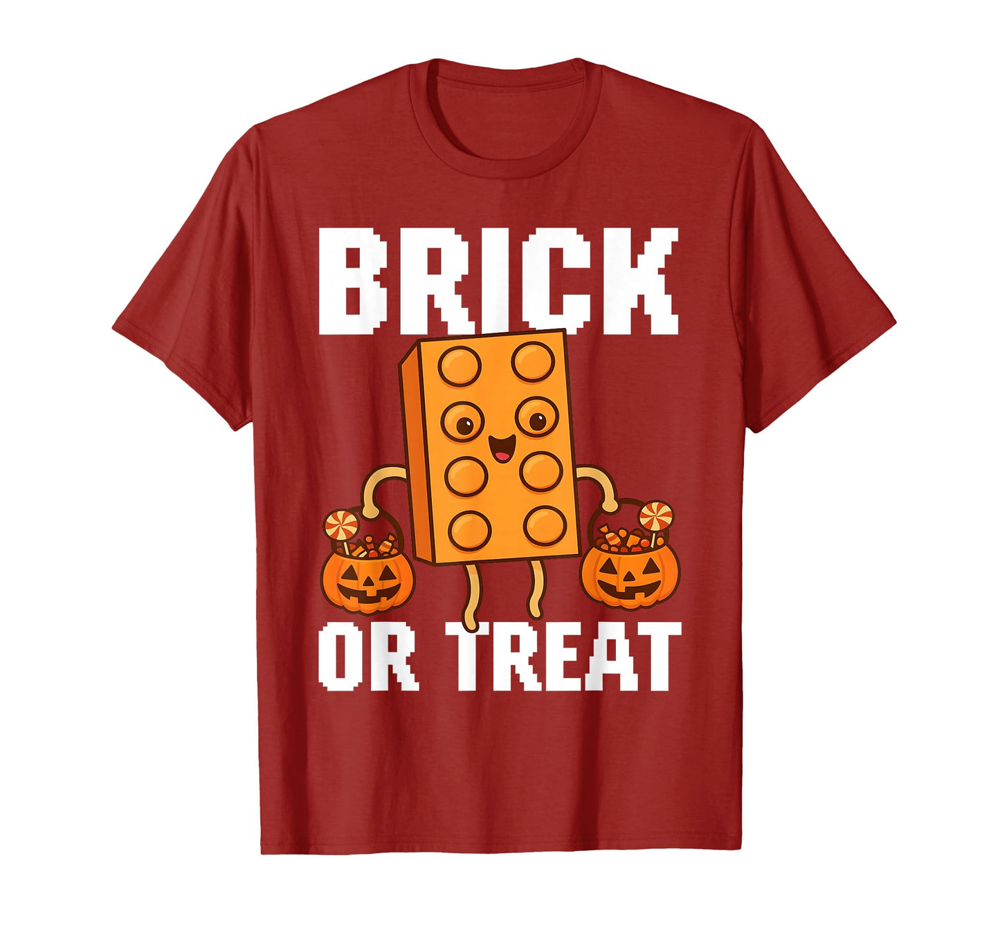 Brick Or Treat Halloween Master Builder Blocks Building Kids T-Shirt