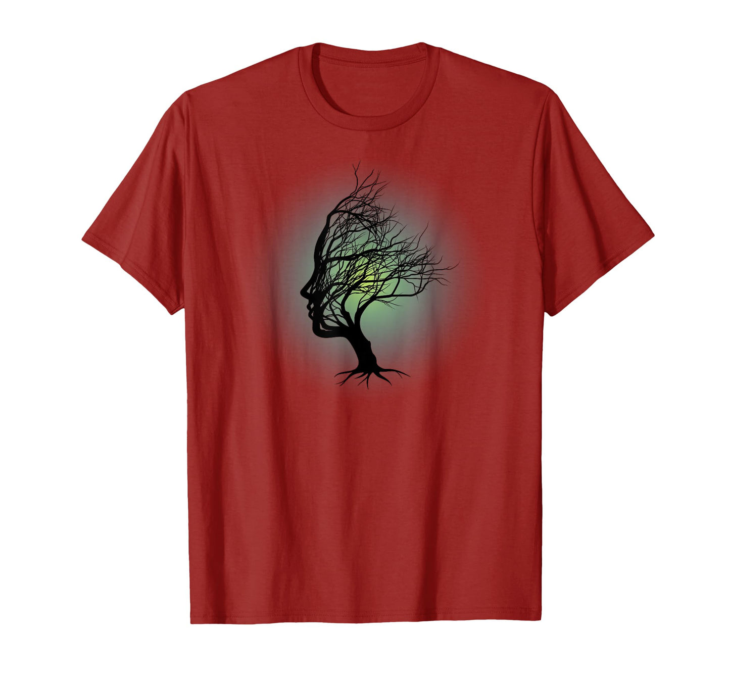 Surreal Tree Of Life Face Silhouette Spiritual Yoga Zen T-Shirt