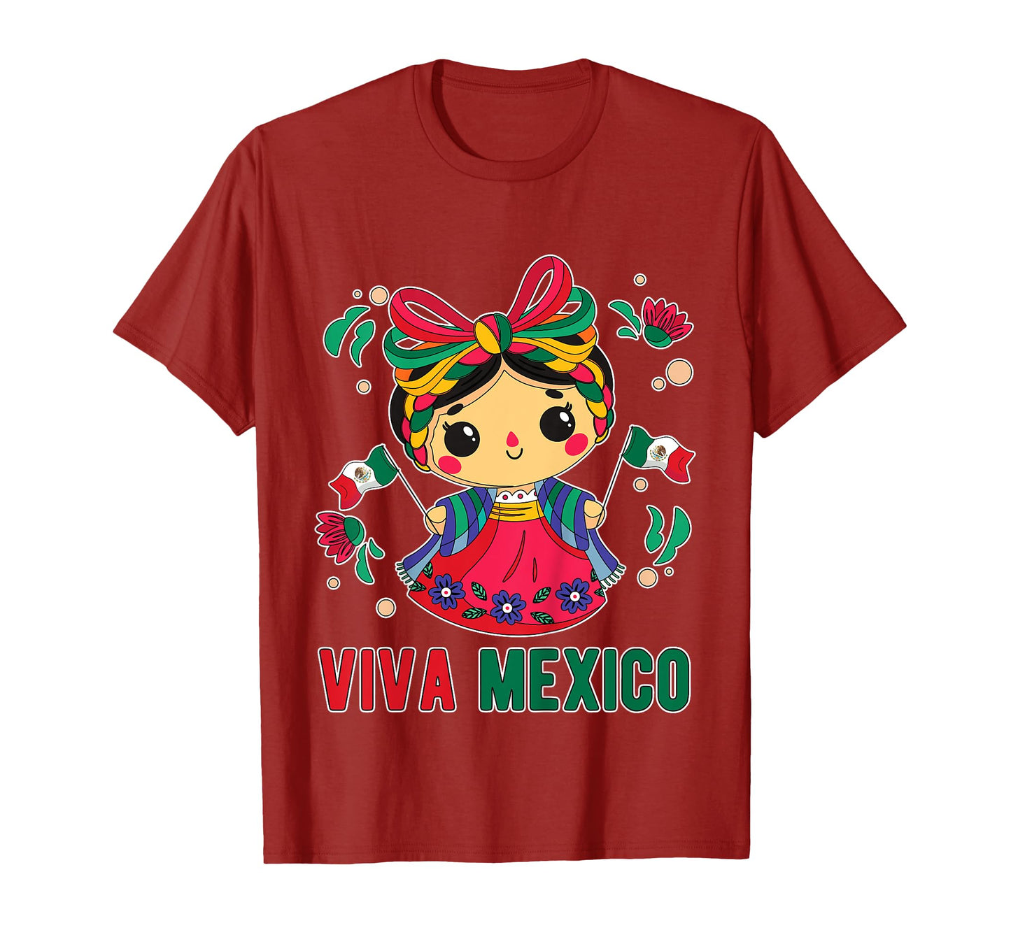 Viva Mexico Toddler Girls Flores Mexican Independence Day T-Shirt