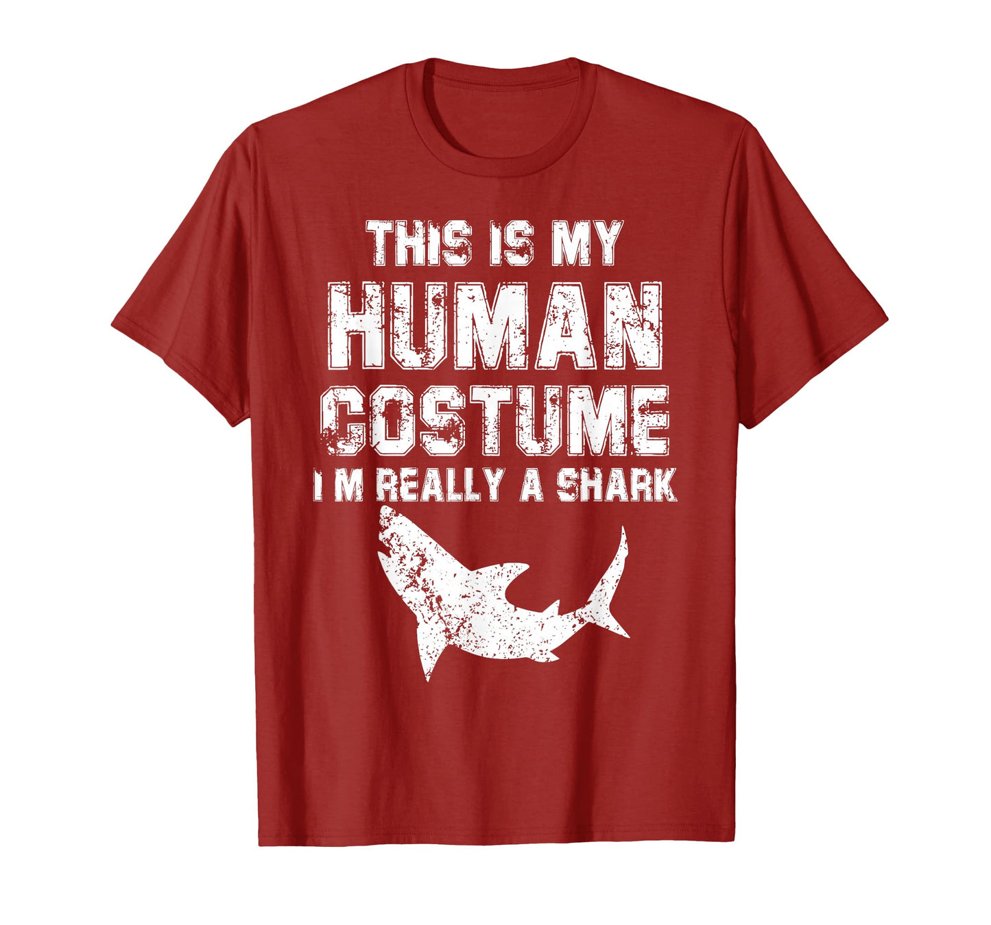 Retro This Is My Human Costume I'm Really A Shark Fishing T-Shirt