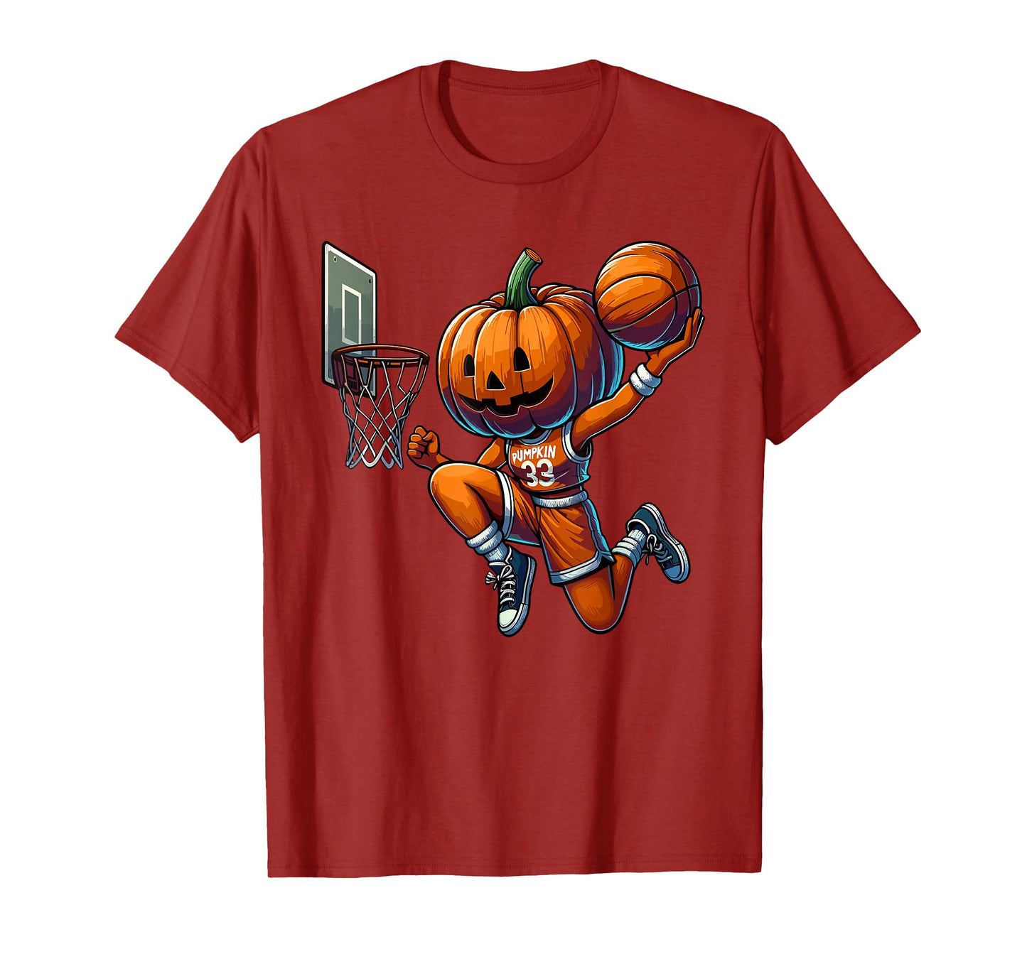 Pumpkin Playing Basketball Dunk Halloween Costume Sports T-Shirt