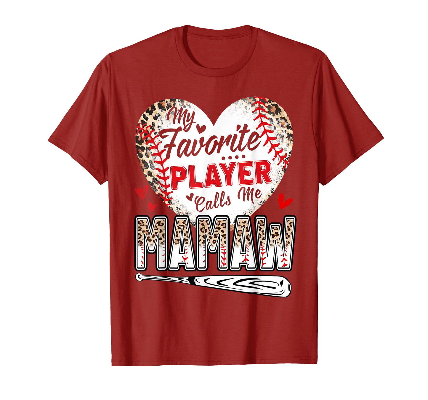 My Favorite Player Calls Me Mamaw Baseball Leopard T-Shirt
