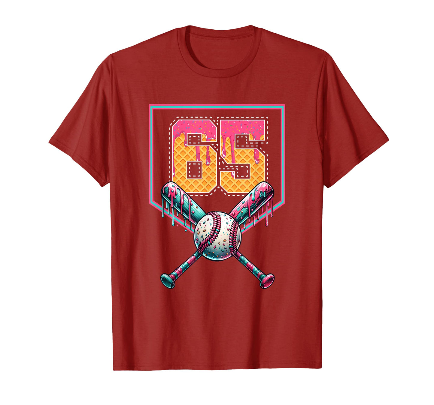 Baseball Drip Number 65 Player Or 65th Birthday T-Shirt