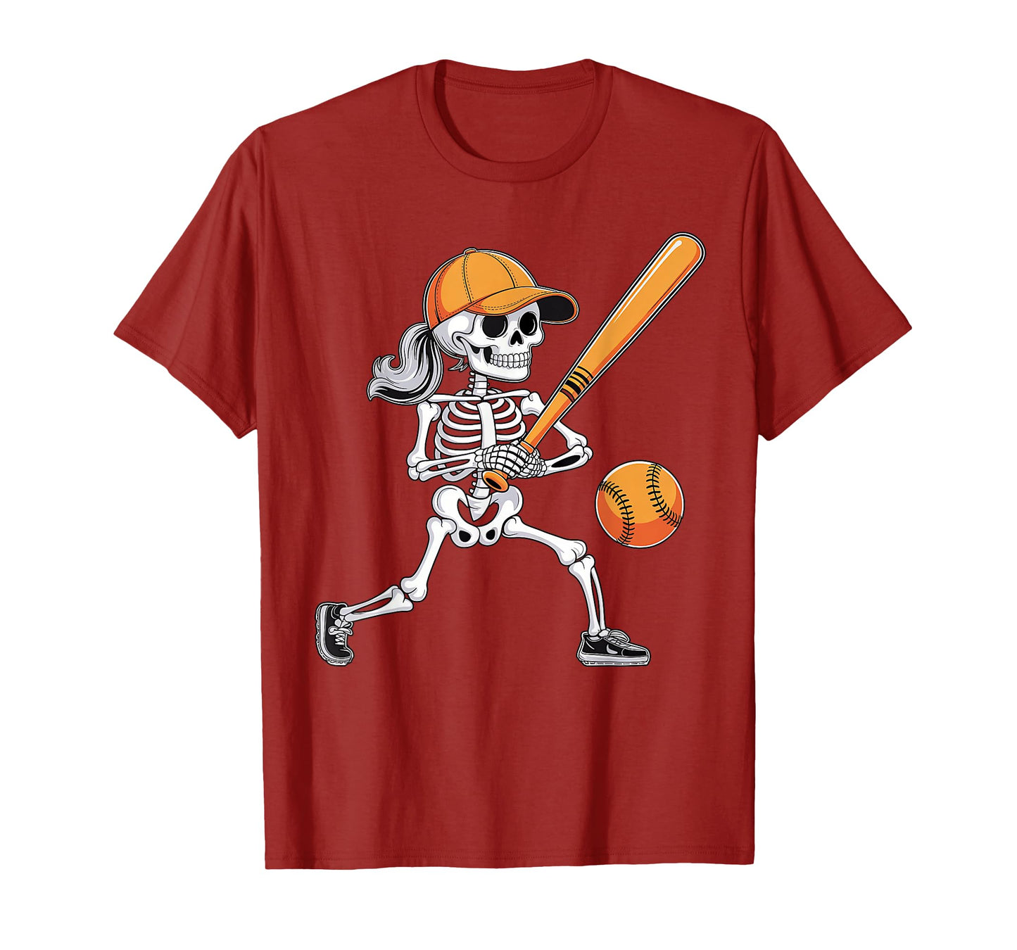 Skeleton Play Softball Halloween Costume for Men Boys Kids T-Shirt