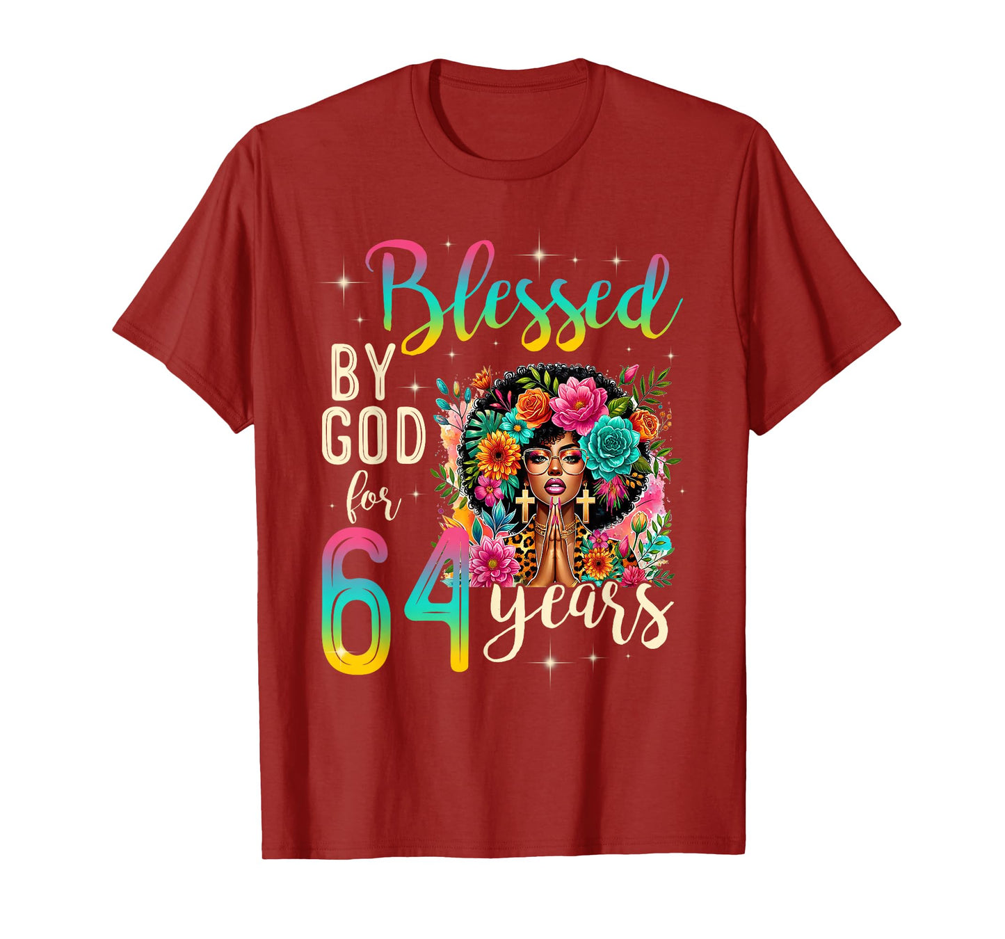 Black Girl Blessed by God for 64 Years Christian Birthday T-Shirt