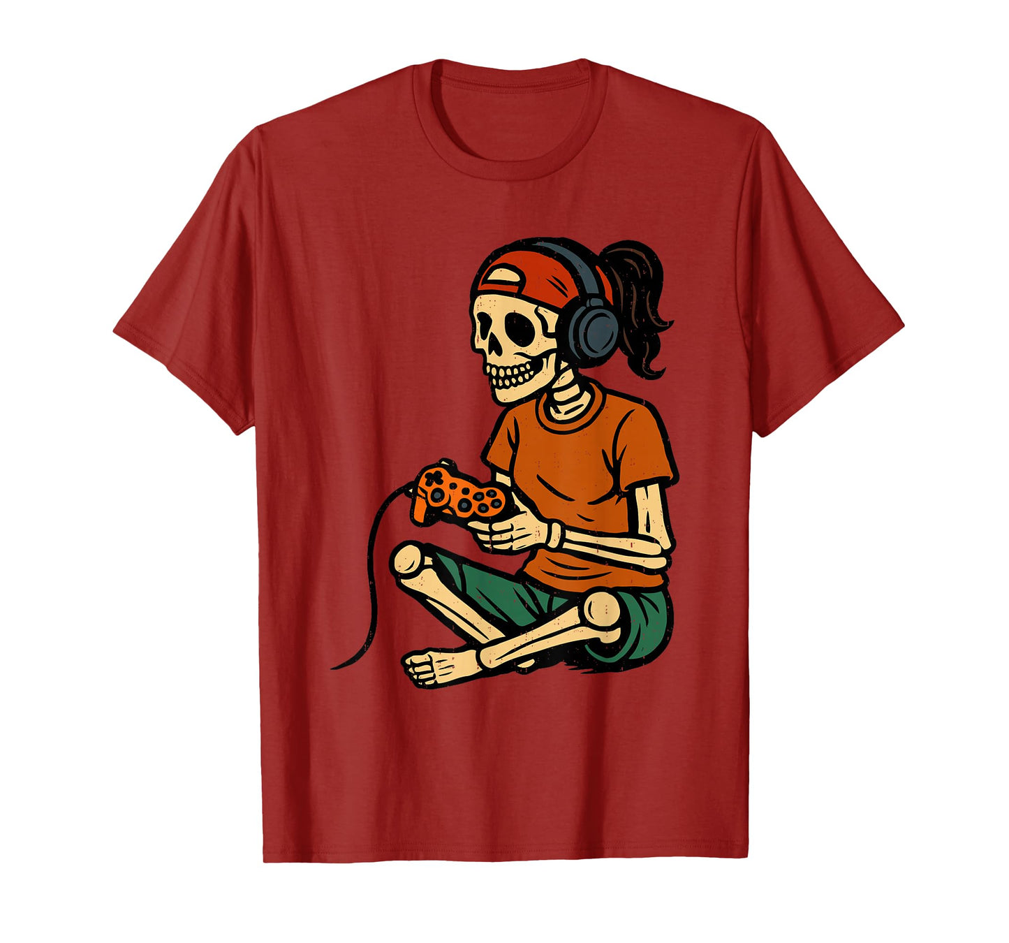 Halloween Skeleton Gamer Video Game Gaming Lovers Spooky T-Shirt