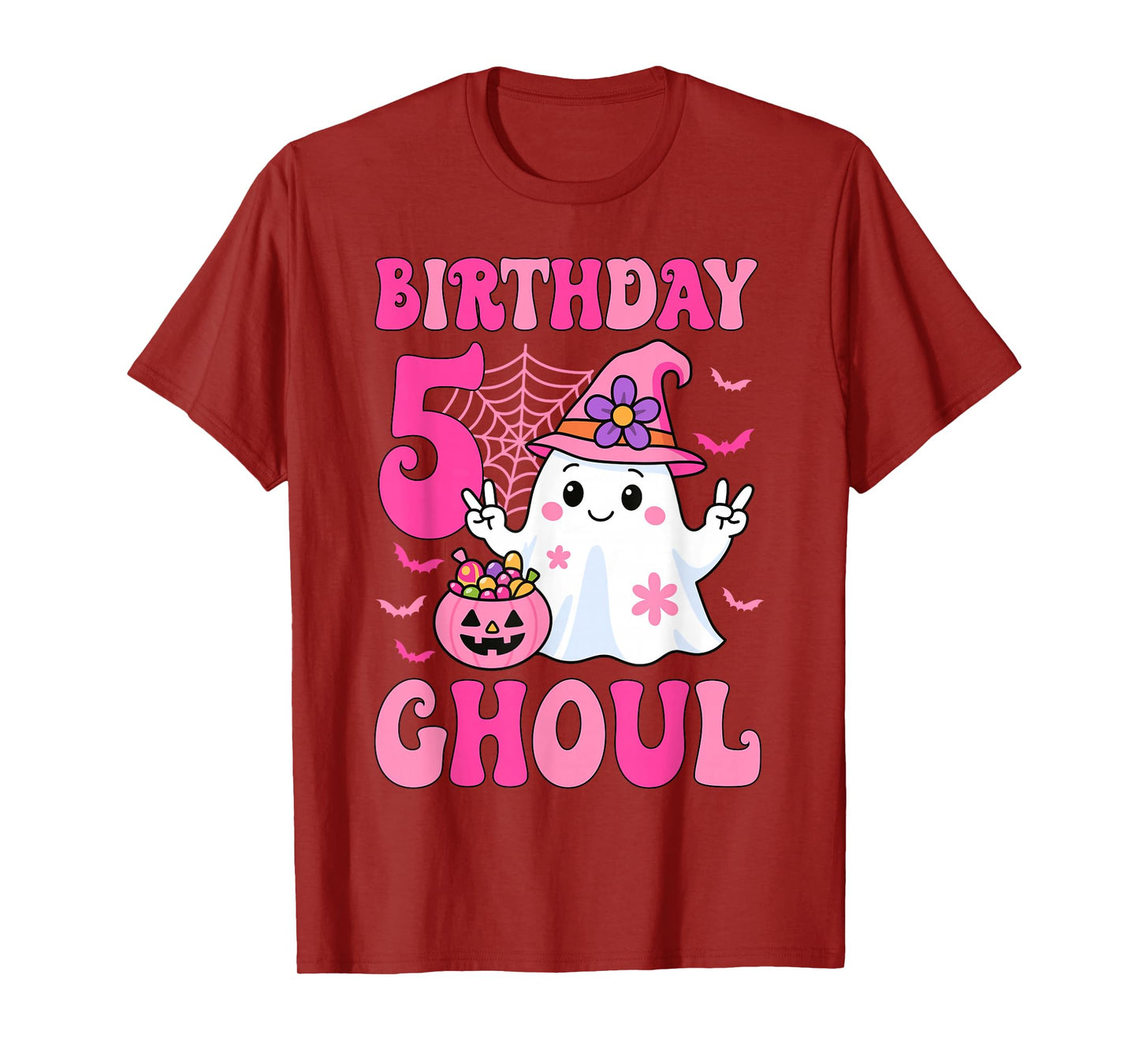 I'm 5 Years Old Girls Cute Ghost It's My 5th Birthday Ghoul T-Shirt